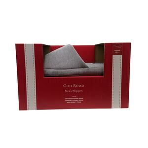 Club Room Men's Slippers Cushioned Bed Slides Comfort Soles Chambray L 10-11 NEW